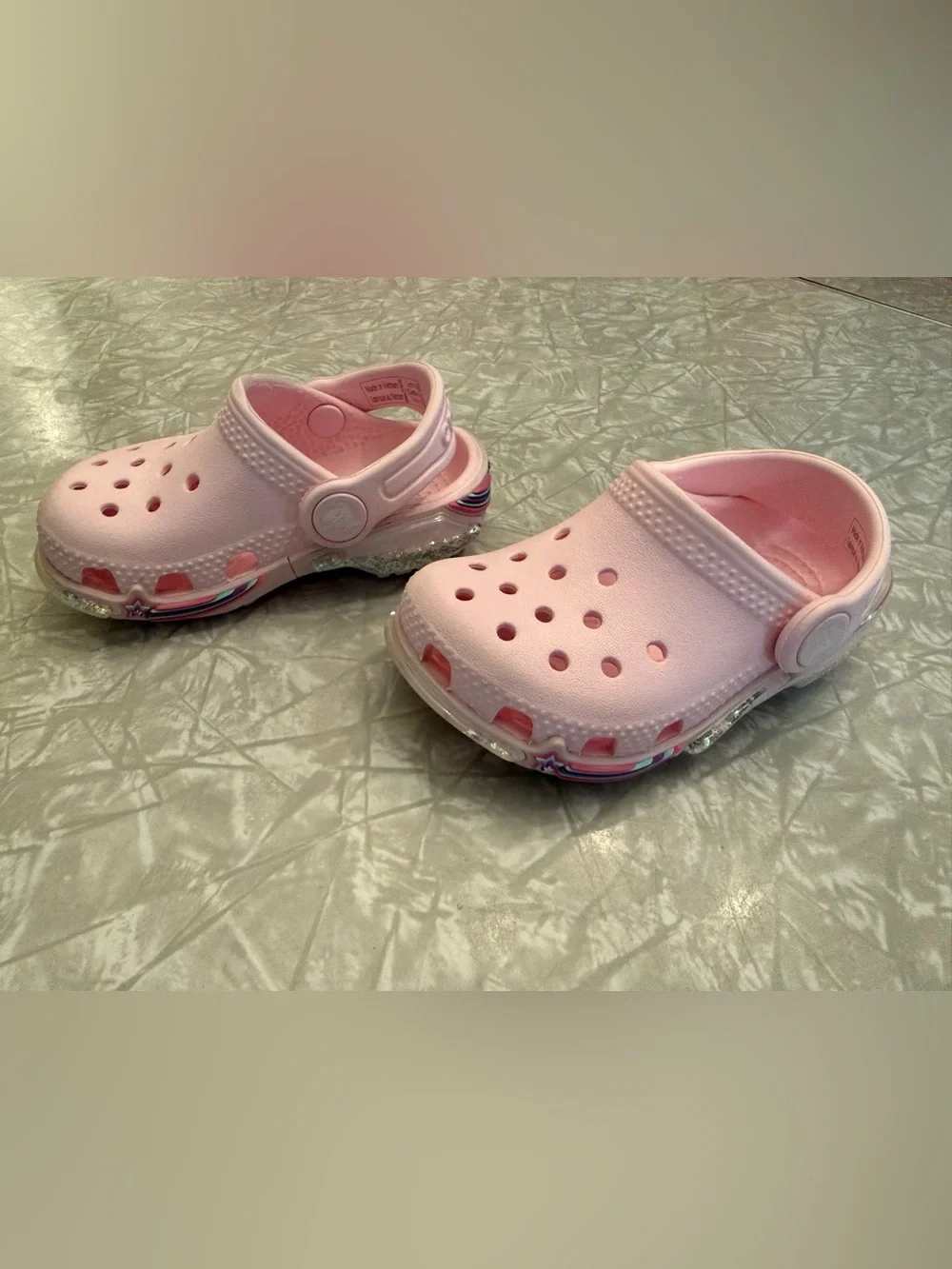 CROCS “Little Kid” Light Pink with Sparkles and Stars